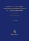 Image for Actes du XXIV Congres International de Linguistique et de Philologie Romanes. Tome III