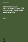 Image for Festschrift Walter Haug und Burghart Wachinger