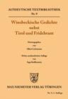 Image for Winsbeckische Gedichte nebst Tirol und Fridebrant