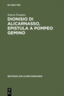 Image for Dionisio di Alicarnasso, Epistula a Pompeo Gemino: Introduzione e commento : 95