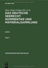 Image for Georg Abraham: Das Deutsche Seerecht. Kommentar Und Materialsammlung. Band 1