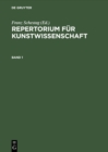 Image for Repertorium fur Kunstwissenschaft. Band 1