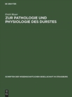 Image for Zur Pathologie Und Physiologie Des Durstes