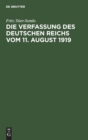 Image for Die Verfassung Des Deutschen Reichs Vom 11. August 1919 : Ein Systematischer Uberblick
