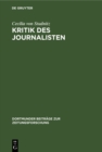 Image for Kritik Des Journalisten: Ein Berufsbild in Fiktion Und Realitat
