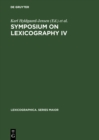 Image for Symposium on Lexicography IV: proceedings of the Fourth International Symposium on Lexicography, April 20-22, 1988 at the University of Copenhagen