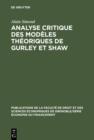 Image for Analyse critique des modeles theoriques de Gurley et Shaw : 2