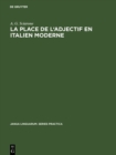 Image for La place de l&#39;adjectif en italien moderne