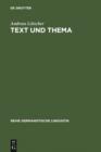 Image for Text und Thema: Studien zur thematischen Konstituenz von Texten : 81