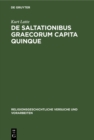 Image for De saltationibus Graecorum capita quinque