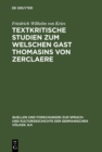Image for Textkritische Studien zum Welschen Gast Thomasins von Zerclaere