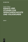Image for Essays Und Studien Zur Sprachgeschichte Und Volkskunde. Band 1