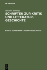 Image for Zur neueren Litteraturgeschichte