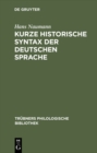 Image for Kurze historische Syntax der deutschen Sprache