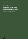 Image for Schriften zum Alemannischen
