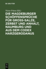 Image for Die Magdeburger Schoffenspruche fur Gross-Salze, Zerbst und Anhalt, Naumburg und aus dem Codex Harzgerodanus: Erster Band (Abtheilung I-IV)