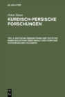 Image for Deutsche Ubersetzung der Texte mit einer Einleitung uber Inhalt und Form der ostkurdischen Volksepik