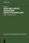 Image for Goethes erste Weimarer Gedichtsammlung: Mit Varianten