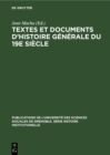 Image for Textes et documents d&#39;histoire generale du 19e siecle