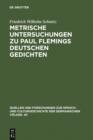Image for Metrische Untersuchungen zu Paul Flemings deutschen Gedichten