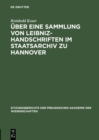 Image for Uber eine Sammlung von Leibniz-Handschriften im Staatsarchiv zu Hannover