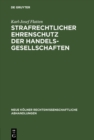 Image for Strafrechtlicher Ehrenschutz Der Handelsgesellschaften