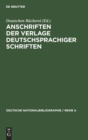 Image for Anschriften Der Verlage Deutschsprachiger Schriften