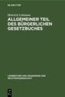 Image for Allgemeiner Teil des Burgerlichen Gesetzbuches