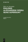 Image for Philo von Alexandria: Philonis Alexandrini opera quae supersunt. Vol IV