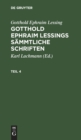 Image for Gotthold Ephraim Lessing: Gotthold Ephraim Lessings Sammtliche Schriften. Teil 4