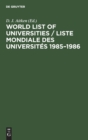 Image for World List of Universities / Liste Mondiale des Universites 1985-1986