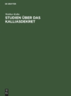 Image for Studien Uber Das Kalliasdekret