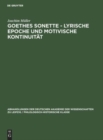 Image for Goethes Sonette - Lyrische Epoche Und Motivische Kontinuitat