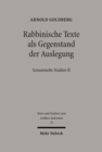 Image for Rabbinische Texte als Gegenstand der Auslegung : Gesammelte Studien II