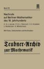Image for Nachrufe auf Berliner Mathematiker des 19. Jahrhunderts