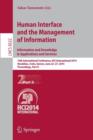 Image for Human Interface and the Management of Information. Information and Knowledge in Applications and Services