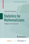 Image for Statistics for Mathematicians