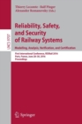 Image for Reliability, Safety, and Security of Railway Systems. Modelling, Analysis, Verification, and Certification : First International Conference, RSSRail 2016, Paris, France, June 28-30, 2016, Proceedings