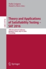 Image for Theory and Applications of Satisfiability Testing – SAT 2016