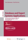 Image for Database and Expert Systems Applications : 27th International Conference, DEXA 2016, Porto, Portugal, September 5-8, 2016, Proceedings, Part II