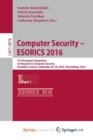 Image for Computer Security - ESORICS 2016