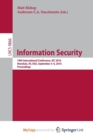 Image for Information Security : 19th International Conference, ISC 2016, Honolulu, HI, USA, September 3-6, 2016. Proceedings 