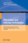 Image for Information and Software Technologies : 22nd International Conference, ICIST 2016, Druskininkai, Lithuania, October 13-15, 2016, Proceedings
