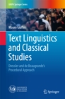 Image for Text Linguistics and Classical Studies: Dressler and De Beaugrande&#39;s Procedural Approach