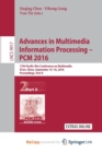 Image for Advances in Multimedia Information Processing - PCM  2016
