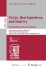 Image for Design, User Experience, and Usability: Understanding Users and Contexts