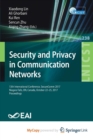 Image for Security and Privacy in Communication Networks