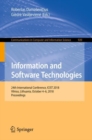 Image for Information and Software Technologies : 24th International Conference, ICIST 2018, Vilnius, Lithuania, October 4–6, 2018, Proceedings
