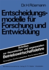 Image for Entscheidungsmodelle Fur Forschung Und Entwicklung