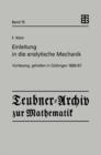 Image for Einleitung in die analytische Mechanik: Vorlesung, gehalten in Gottingen 1886/87